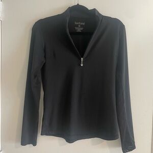 San Soleil Black Sunglow Zip Mock Shirt